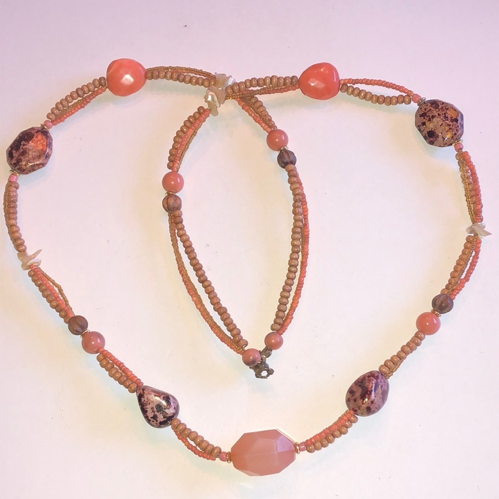 Elegant Neutral Tones Boho Beaded Necklace